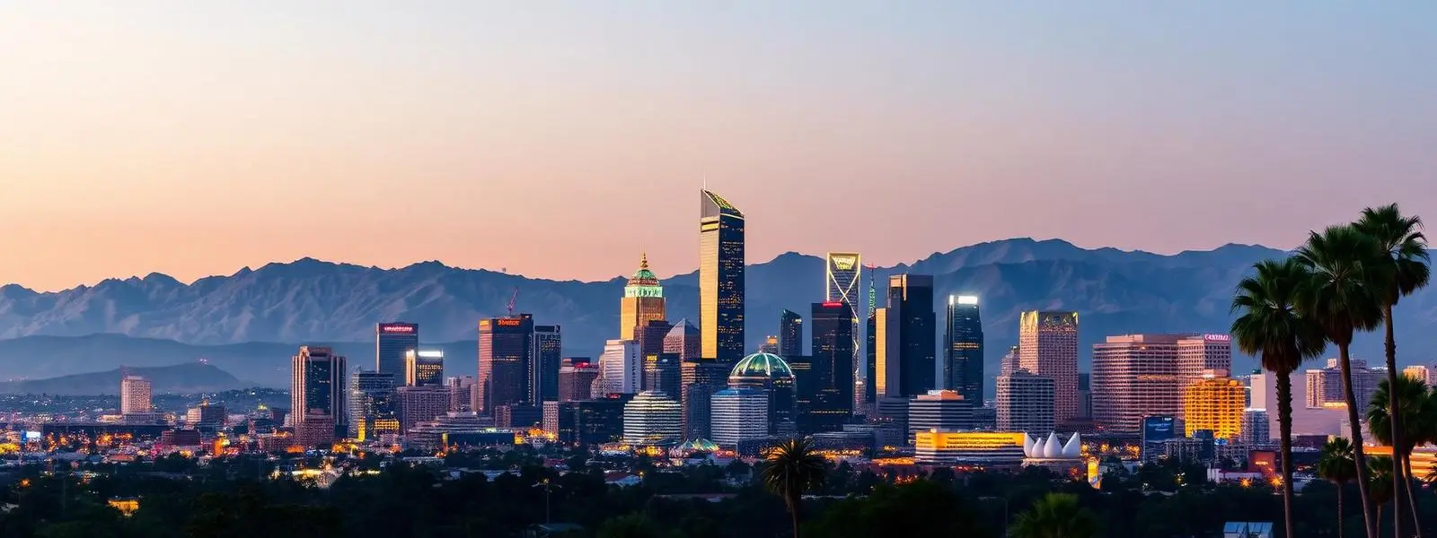 Downtown Los Angeles skyline at dusk